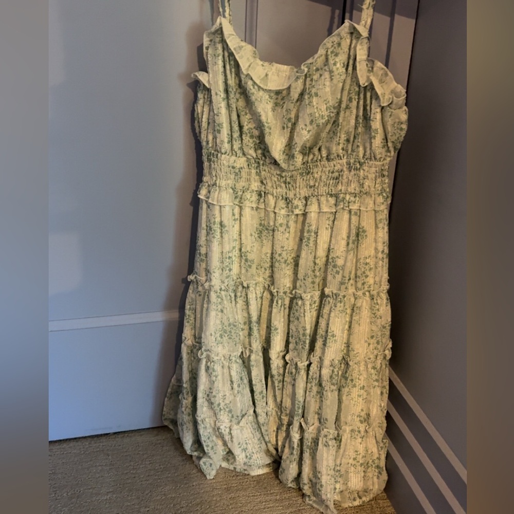 Dance & Marvel Light Green Floral Mini Dress
